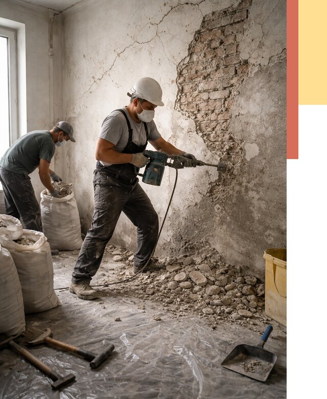 Демонтаж штукатурки со стен в Ставрополе от 7476 руб/м² — быстро и недорого | ОТДЕЛОЧНИК-Ств