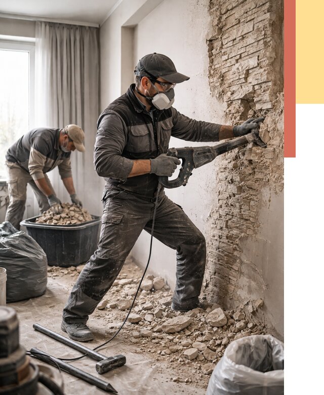 Демонтаж декоративного камня в Ставрополе от 1506 руб/м² — быстро и недорого | ОТДЕЛОЧНИК-Ств