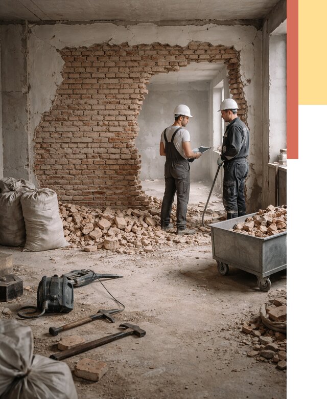 Демонтаж кирпичных стен в Ставрополе от 4361 руб. — быстро, недорого, под ключ | ОТДЕЛОЧНИК-Ств