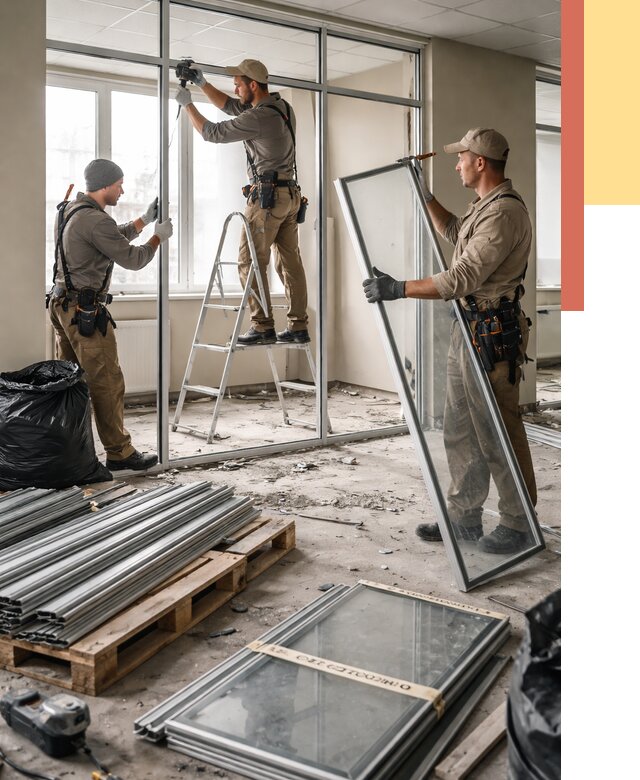 Демонтаж алюминиевых перегородок в Ставрополе от 4361 руб. — быстро и недорого | ОТДЕЛОЧНИК-Ств