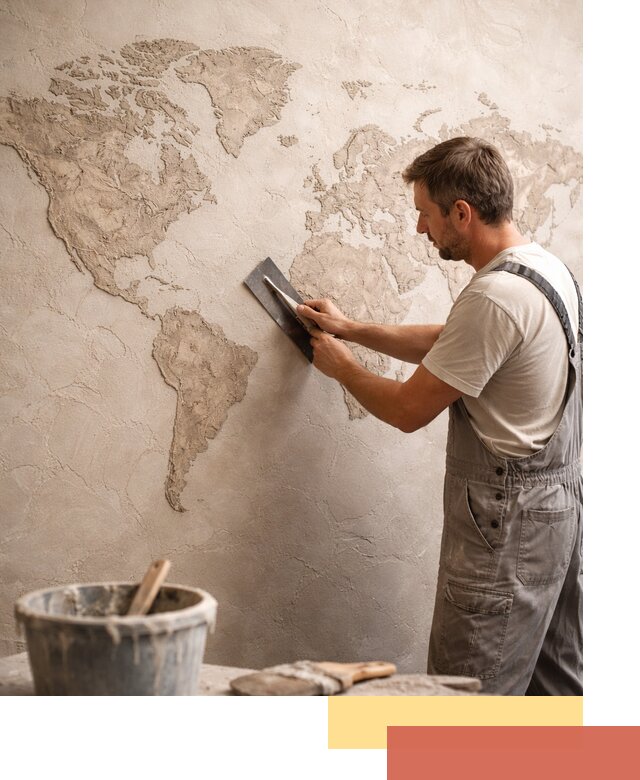 Декоративная штукатурка «Карта мира» под ключ в Ставрополе