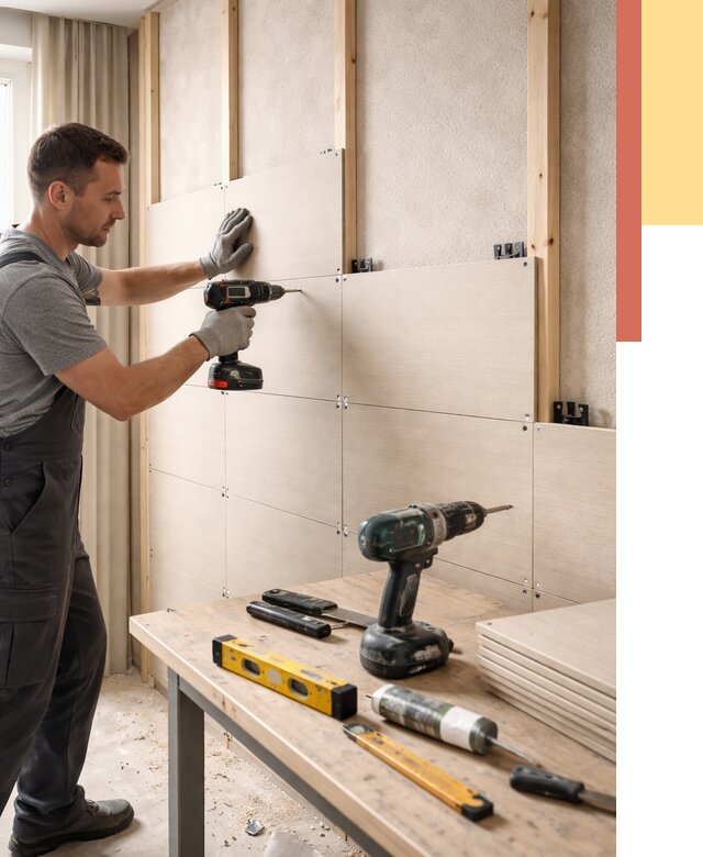 Монтаж МДФ панелей на стены в Ставрополе от 1298 руб. под ключ | ОТДЕЛОЧНИК-Ств