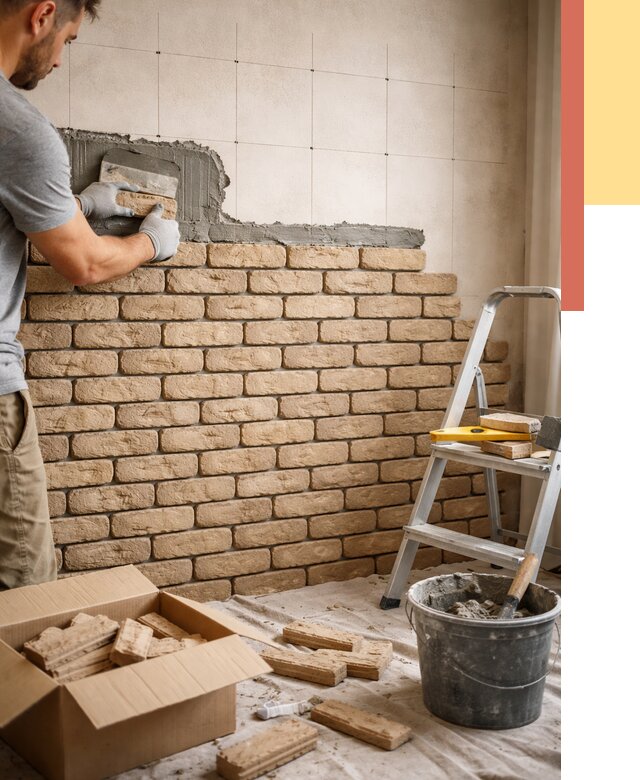 Монтаж декоративного кирпича в Ставрополе от 3323 руб./м² — быстро и недорого | ОТДЕЛОЧНИК-Ств