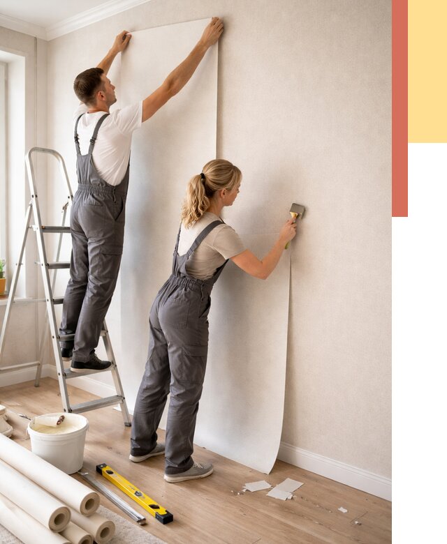 Поклейка флизелиновых обоев в Ставрополе от 6230 руб. | Быстро и недорого — ОТДЕЛОЧНИК-Ств