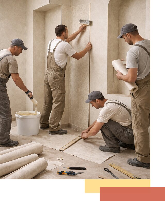 Поклейка обоев на сложные стены и неровные поверхности в Ставрополе