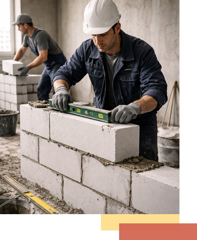 Кладка перегородок из пеноблока под ключ в Ставрополе