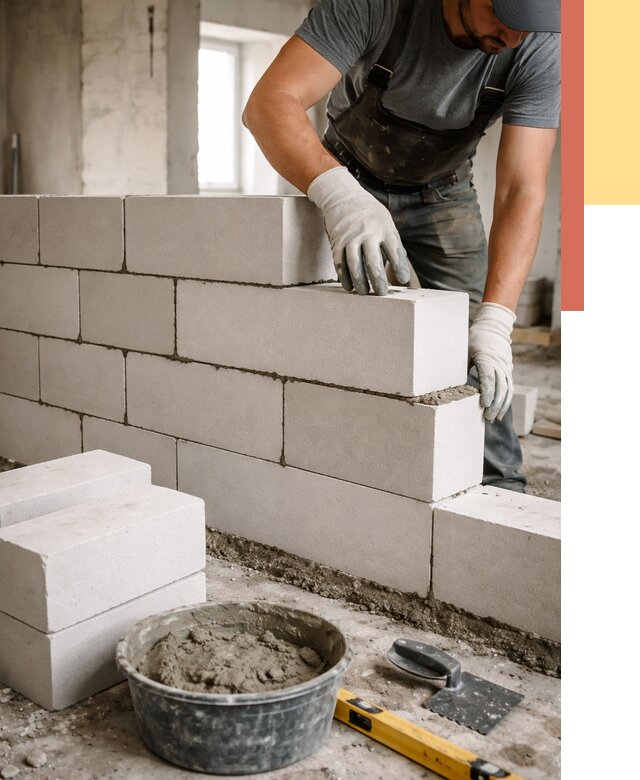 Кладка перегородок из силикатного блока в Ставрополе от 4154 руб. под ключ | ОТДЕЛОЧНИК-Ств