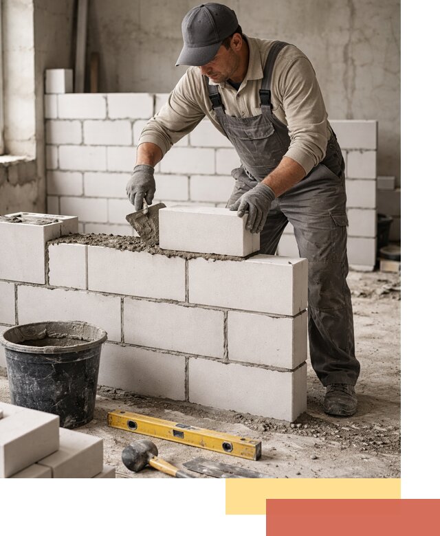 Кладка перегородок из силикатного блока в Ставрополе