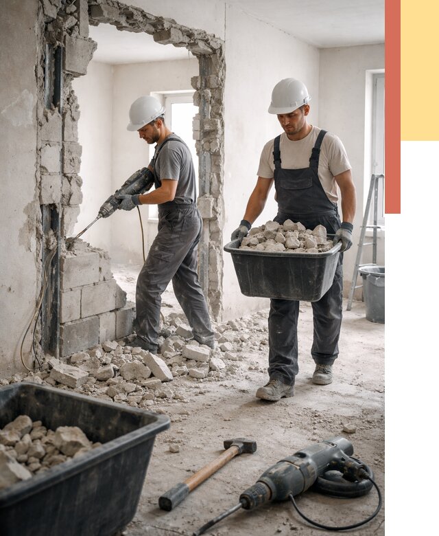 Демонтаж блоковых перегородок в Ставрополе от 3894 руб. — быстро и недорого | ОТДЕЛОЧНИК-Ств