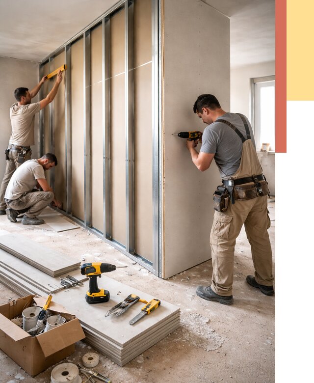 Монтаж однослойной перегородки из гипсокартона в Ставрополе от 675 руб. | ОТДЕЛОЧНИК-Ств