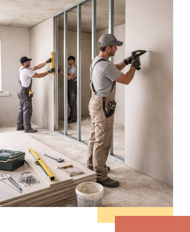 Однослойная перегородка из гипсокартона в Ставрополе под ключ, монтаж и отделка