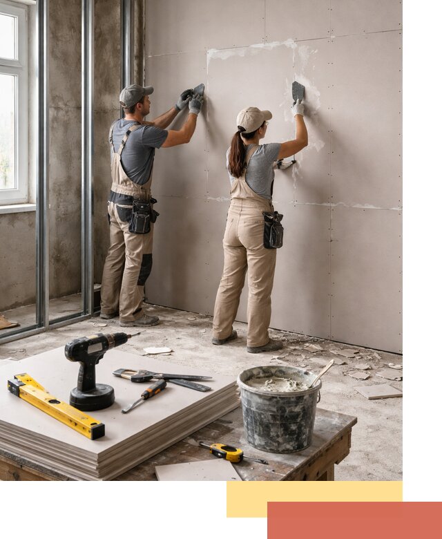 Монтаж двухслойной перегородки из гипсокартона в Ставрополе