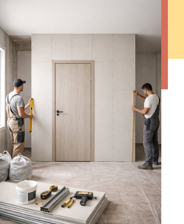 Перегородка из гипсокартона с дверью в Ставрополе от 4673 руб. под ключ | ОТДЕЛОЧНИК-Ств