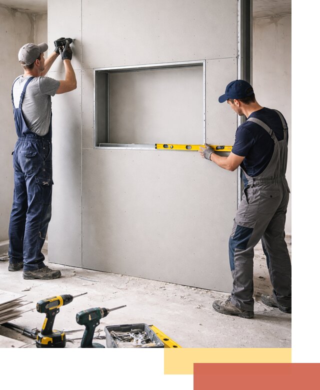 Перегородка из гипсокартона с нишей под декор в Ставрополе