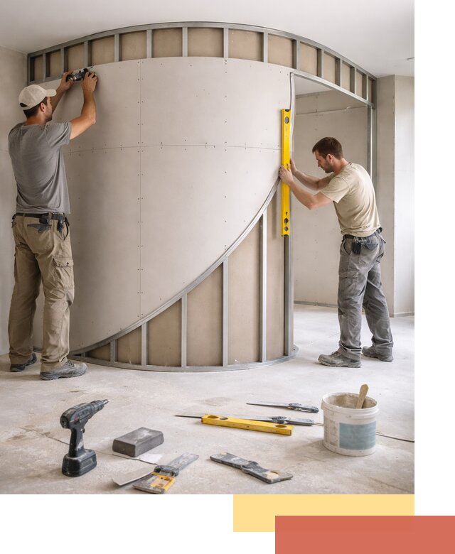 Радиусная перегородка из гипсокартона в Ставрополе под ключ