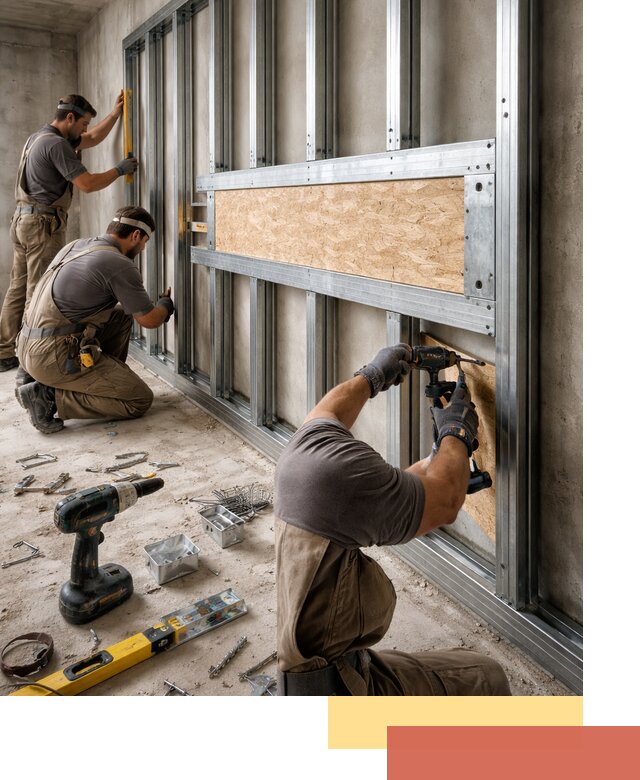 Усиленная перегородка для крепления тяжёлых конструкций в Ставрополе