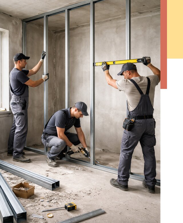 Монтаж каркаса перегородки из профиля в Ставрополе от 779 руб. | ОТДЕЛОЧНИК-Ств