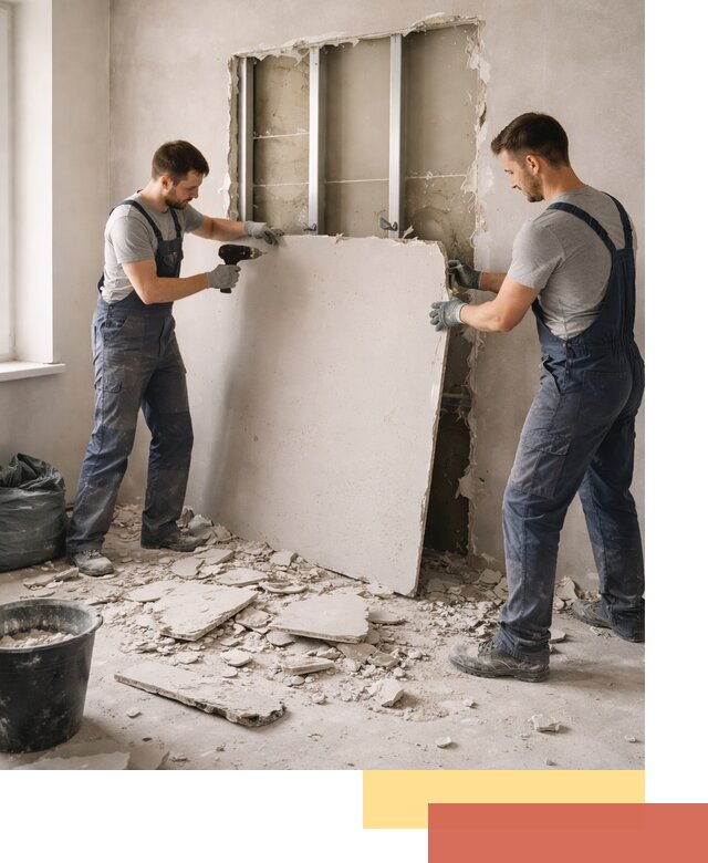 Демонтаж перегородки из гипсокартона в Ставрополе быстрый и аккуратный