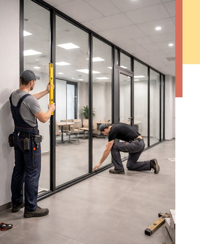 Каркасные стеклянные перегородки в Ставрополе под ключ от 9553 руб. | ОТДЕЛОЧНИК-Ств