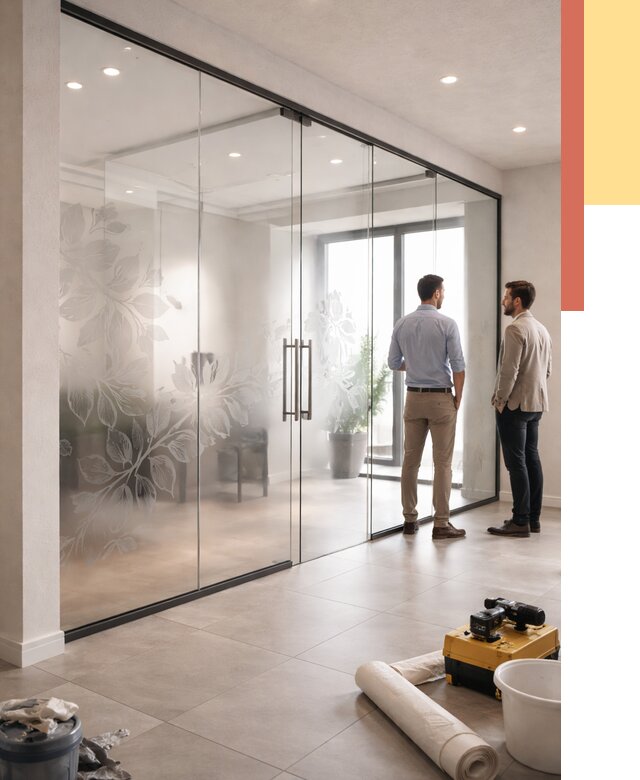 Стеклянные перегородки с рисунком в Ставрополе от 12980 руб. монтаж и нанесение | ОТДЕЛОЧНИК-Ств