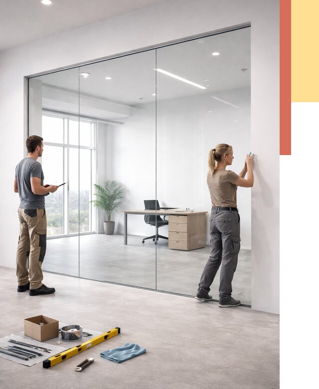 Перегородки из закаленного стекла в Ставрополе от 9865 руб. под ключ | ОТДЕЛОЧНИК-Ств