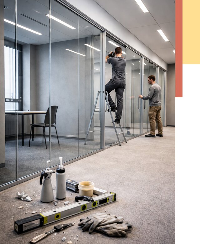 Стеклянные офисные перегородки в Ставрополе от 8826 руб. — монтаж и установка | ОТДЕЛОЧНИК-Ств