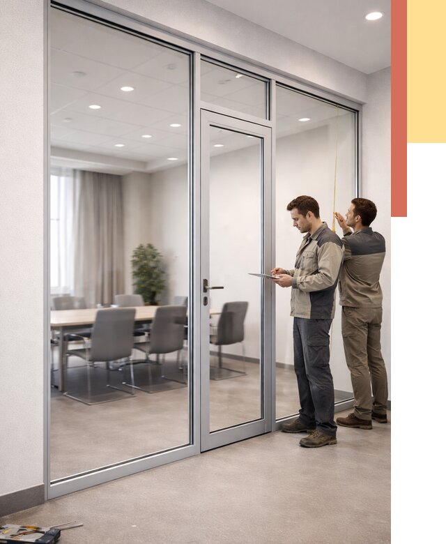 Установка и монтаж алюминиевых перегородок со стеклом в Ставрополе от 8515 руб. | ОТДЕЛОЧНИК-Ств