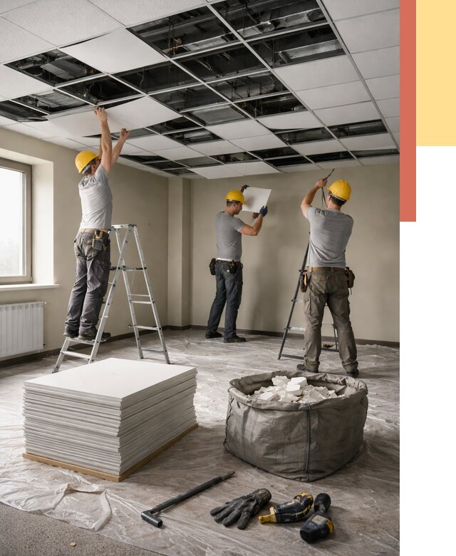 Демонтаж потолка Армстронг в Ставрополе от 4673 руб. быстро и недорого | ОТДЕЛОЧНИК-Ств