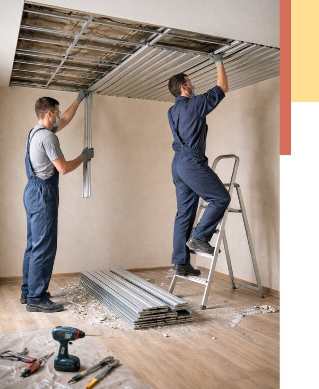 Демонтаж реечного потолка в Ставрополе от 4673 руб. быстро и недорого | ОТДЕЛОЧНИК-Ств