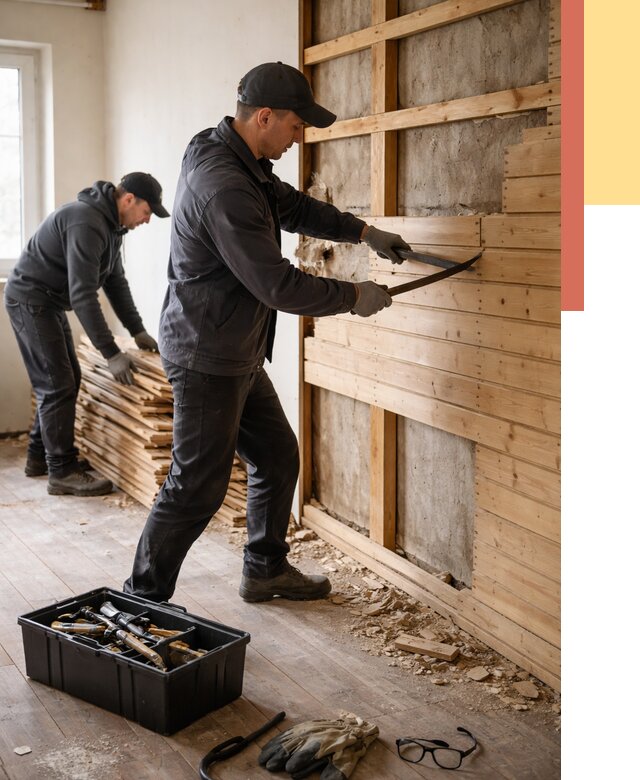 Демонтаж вагонки в Ставрополе от 3946 руб/м2 — быстро и недорого | ОТДЕЛОЧНИК-Ств