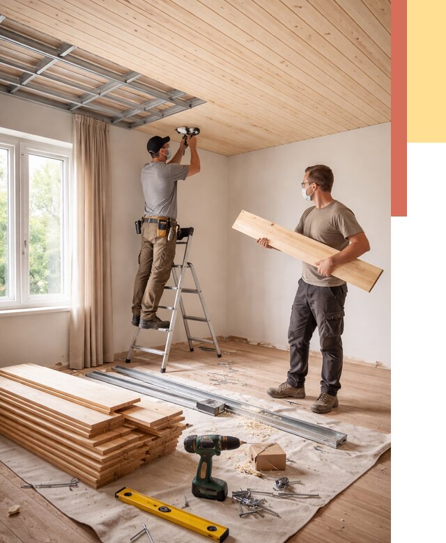 Монтаж потолка из вагонки в Ставрополе от 6750 руб. | Быстро и недорого — ОТДЕЛОЧНИК-Ств