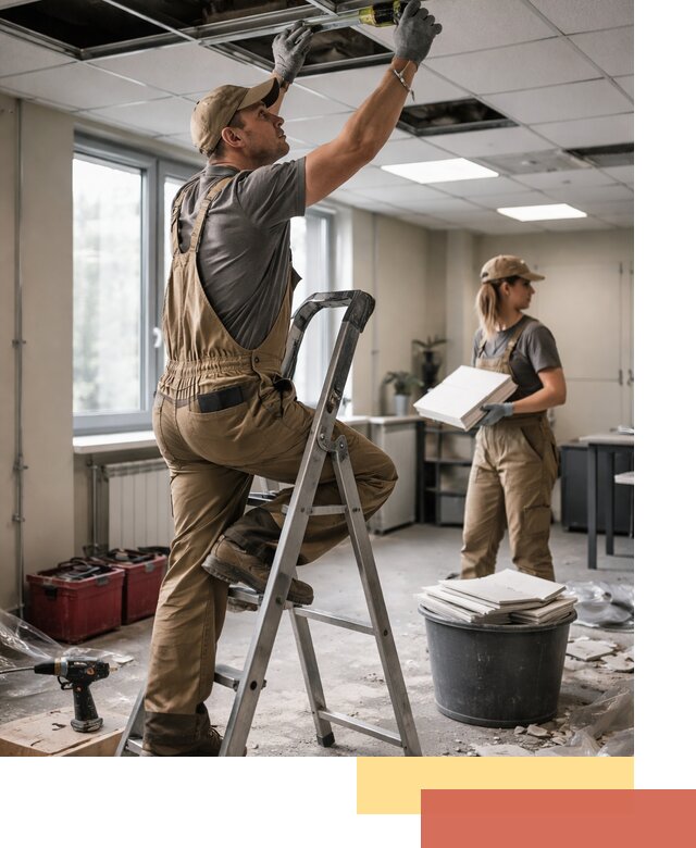 Ремонт потолка Армстронг и замена плит в Ставрополе