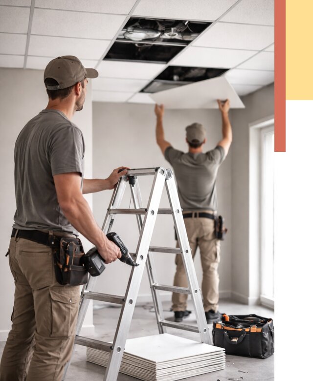 Обслуживание подвесного потолка в Ставрополе от 3634 руб. — быстро и недорого | ОТДЕЛОЧНИК-Ств