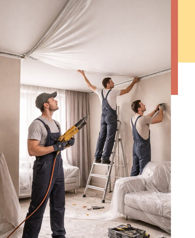 Установка натяжного потолка в Ставрополе от 4673 руб. | Быстро и недорого — ОТДЕЛОЧНИК-Ств