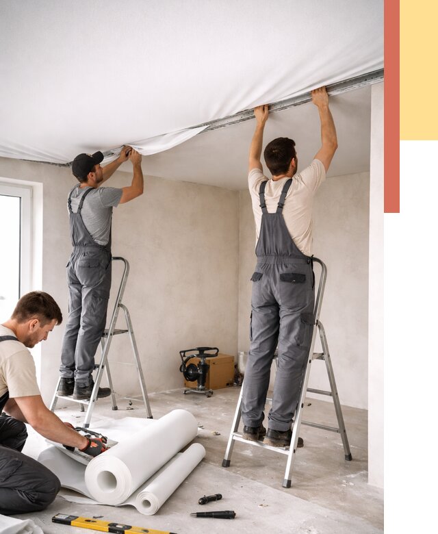 Монтаж тканевого натяжного потолка в Ставрополе от 3634 руб. под ключ | ОТДЕЛОЧНИК-Ств