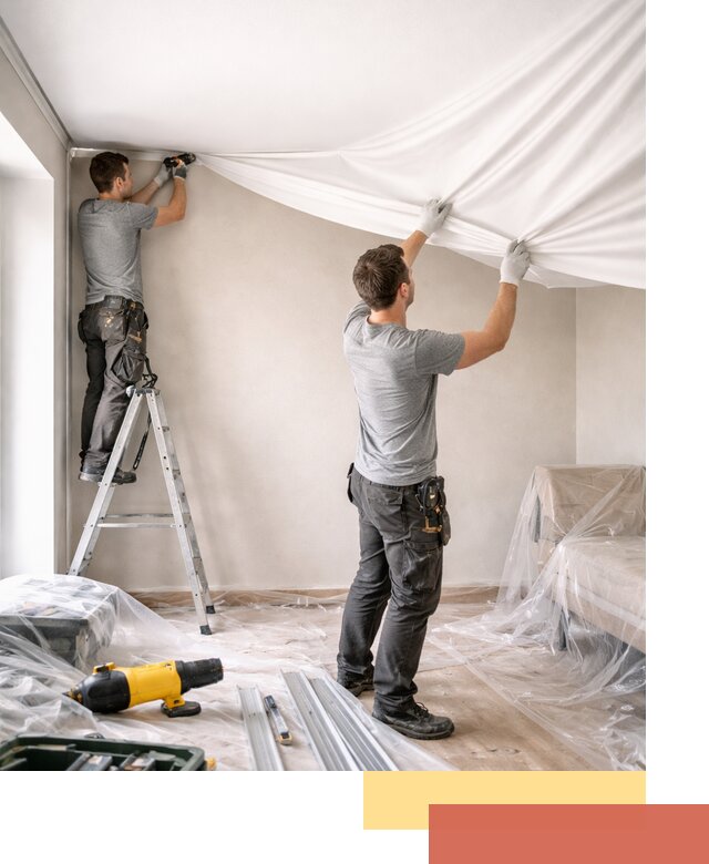 Монтаж тканевого натяжного потолка в Ставрополе недорого и быстро