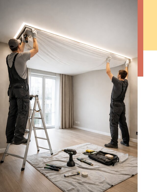 Монтаж парящего натяжного потолка в Ставрополе от 4673 руб. быстро и недорого | ОТДЕЛОЧНИК-Ств