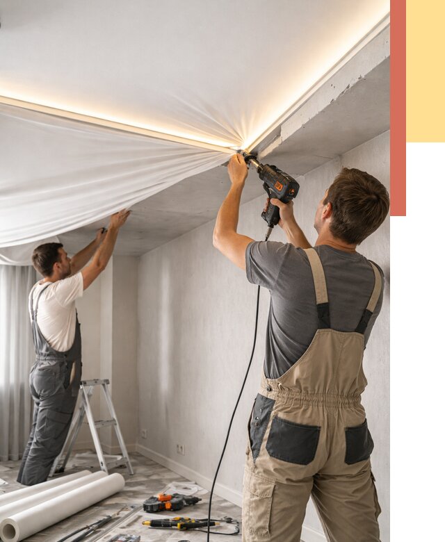 Монтаж натяжного потолка с подсветкой в Ставрополе от 986 руб. | ОТДЕЛОЧНИК-Ств