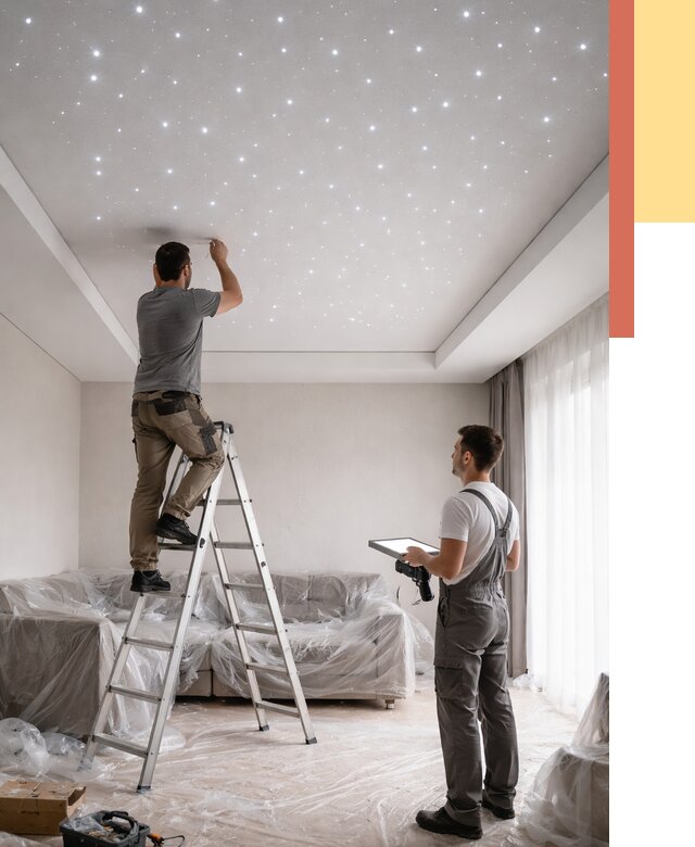 Монтаж натяжного потолка «звездное небо» в Ставрополе от 6750 руб. | ОТДЕЛОЧНИК-Ств