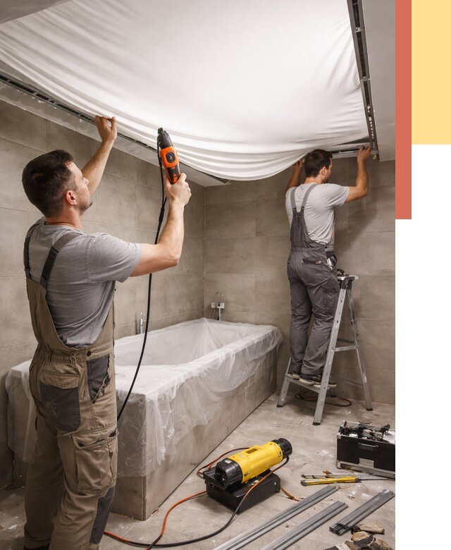 Монтаж натяжного потолка в ванной в Ставрополе от 1246 руб. под ключ | ОТДЕЛОЧНИК-Ств