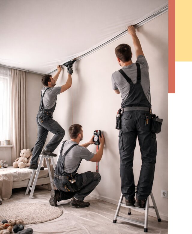 Монтаж натяжного потолка в детской в Ставрополе от 3634 руб. — быстро и недорого | ОТДЕЛОЧНИК-Ств