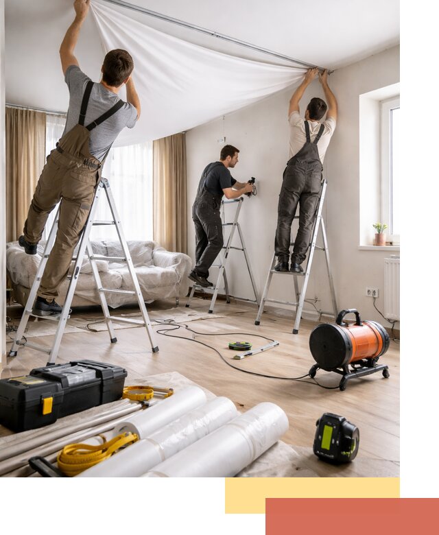 Монтаж натяжного потолка в гостиной в Ставрополе