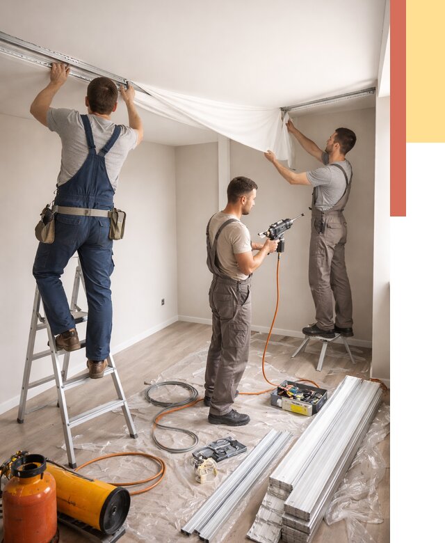 Монтаж натяжного потолка в студии в Ставрополе от 5711 руб. — быстро и недорого | ОТДЕЛОЧНИК-Ств