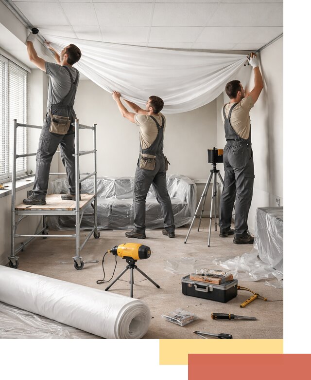 Монтаж натяжного потолка в офисе в Ставрополе