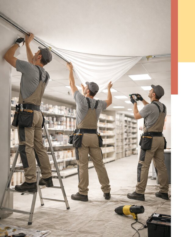 Монтаж натяжного потолка в магазине в Ставрополе от 4673 руб. быстро и недорого | ОТДЕЛОЧНИК-Ств