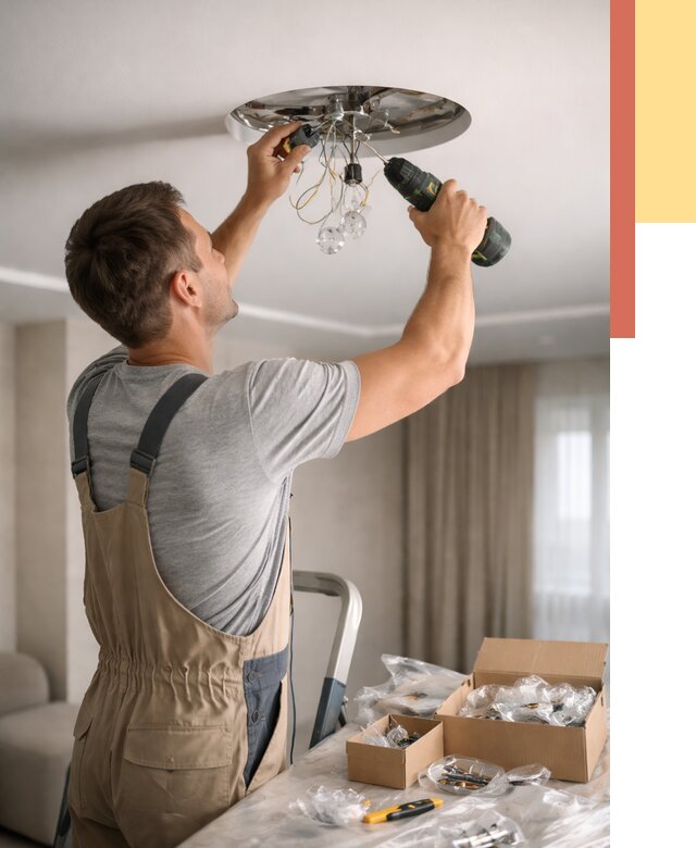 Установка люстры в натяжной потолок в Ставрополе от 1246 руб. | Быстро и недорого — ОТДЕЛОЧНИК-Ств