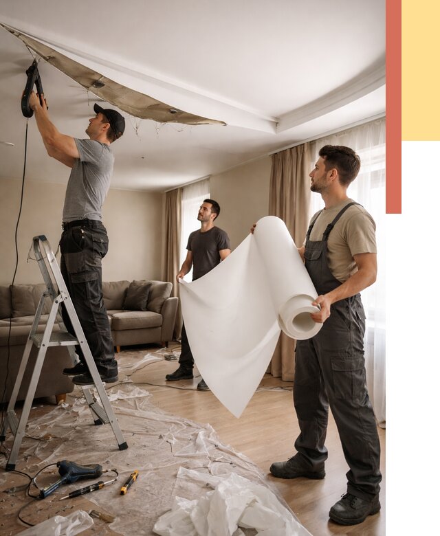 Замена полотна натяжного потолка в Ставрополе от 9865 руб. быстро и недорого | ОТДЕЛОЧНИК-Ств