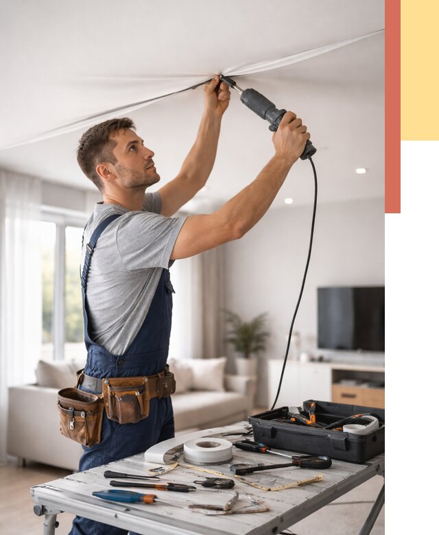 Ремонт натяжных потолков в Ставрополе от 9865 руб. под ключ — ОТДЕЛОЧНИК-Ств