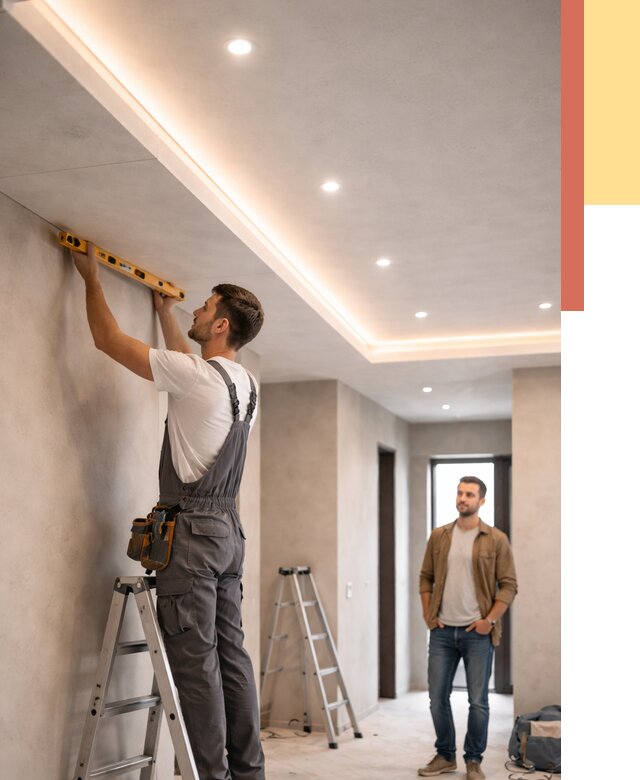 Потолок из гипсокартона с подсветкой в Ставрополе от 779 руб./м2 под ключ | ОТДЕЛОЧНИК-Ств