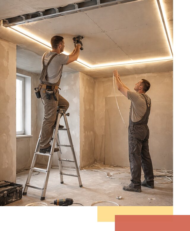 Потолок из гипсокартона с подсветкой в Ставрополе